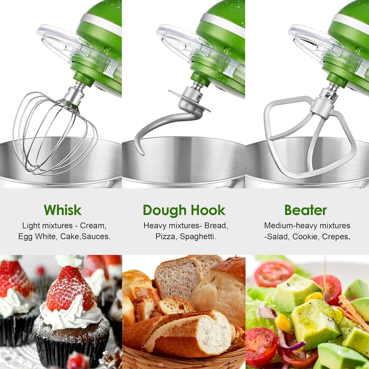 Aucma Stand Mixer,6.5-QT 660W 6-Speed Tilt-Head Food Mixer, Kitchen Electric Mixer with Dough Hook