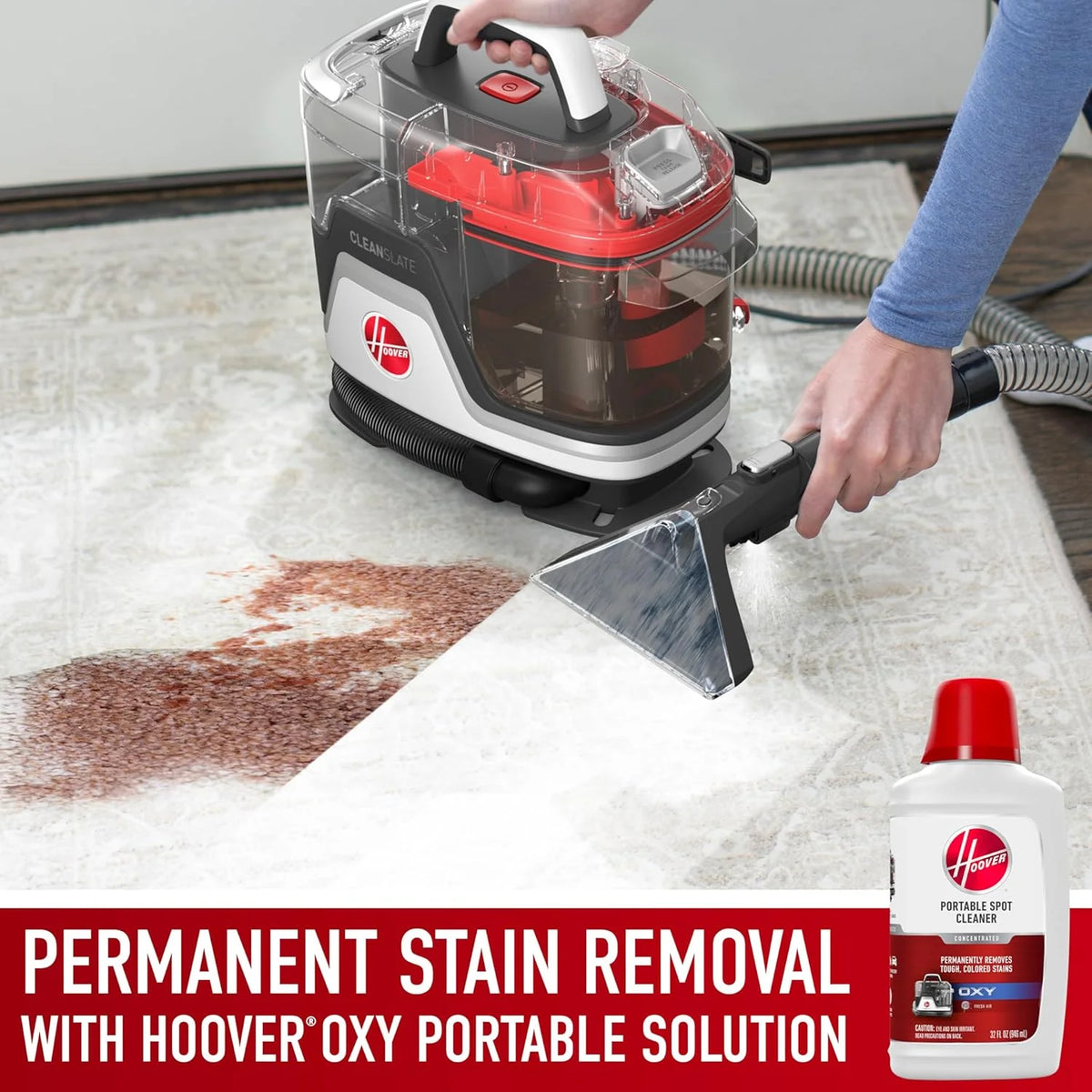 Hoover CleanSlate Plus Portable Carpet & Upholstery Spot Cleaner with Powerful Suction and Multiple Tools