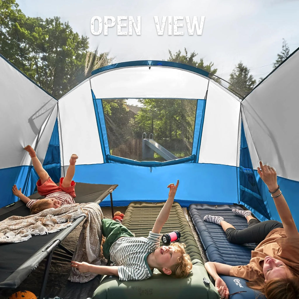PORTAL 6/8/10 Person Family Camping Tent with Screen Room, Water Resistant Big Tunnel Tent with Rainfly, Large Family Tent for Outdoor Camping, Party