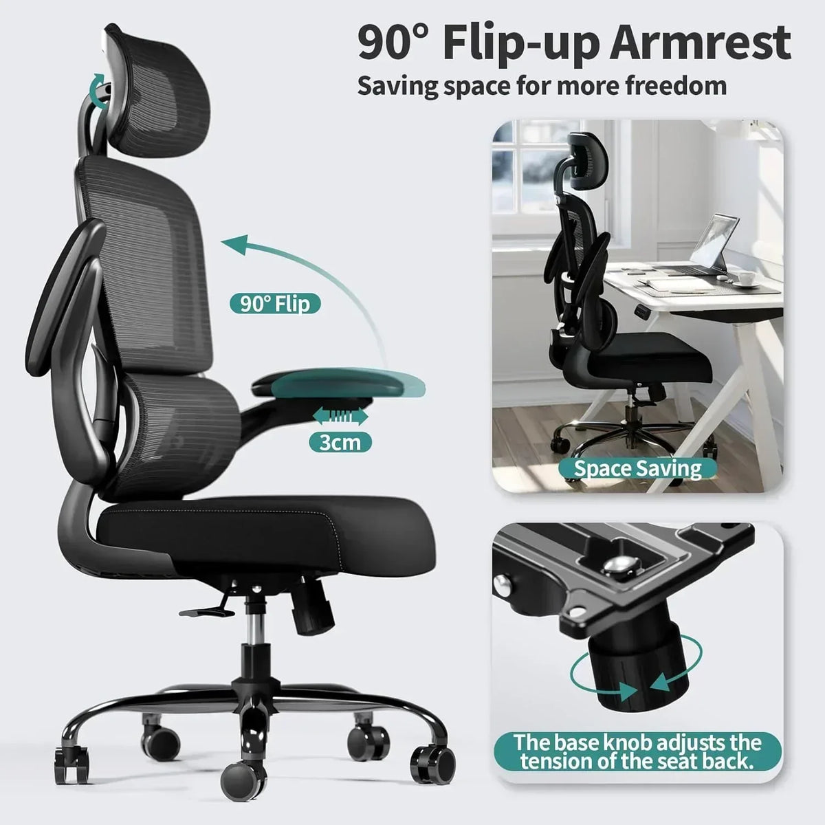 TRALT Office Chair Ergonomic Desk Chair 330 lbs Home Gaming Chair with Wheels