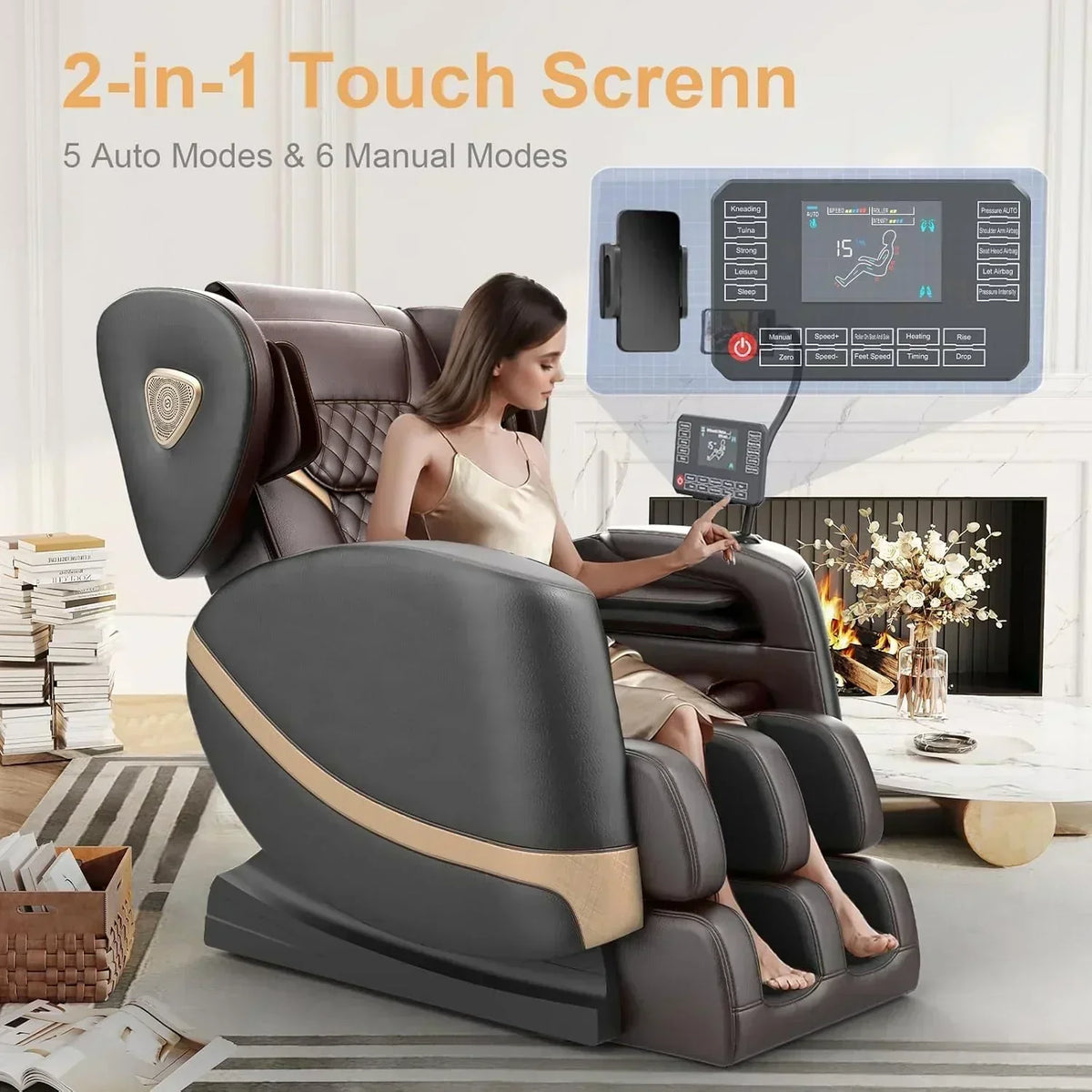 Full Body Massage Chair Zero Gravity Massage Chair with 10 Fixed Rollers Heating Foot Massage