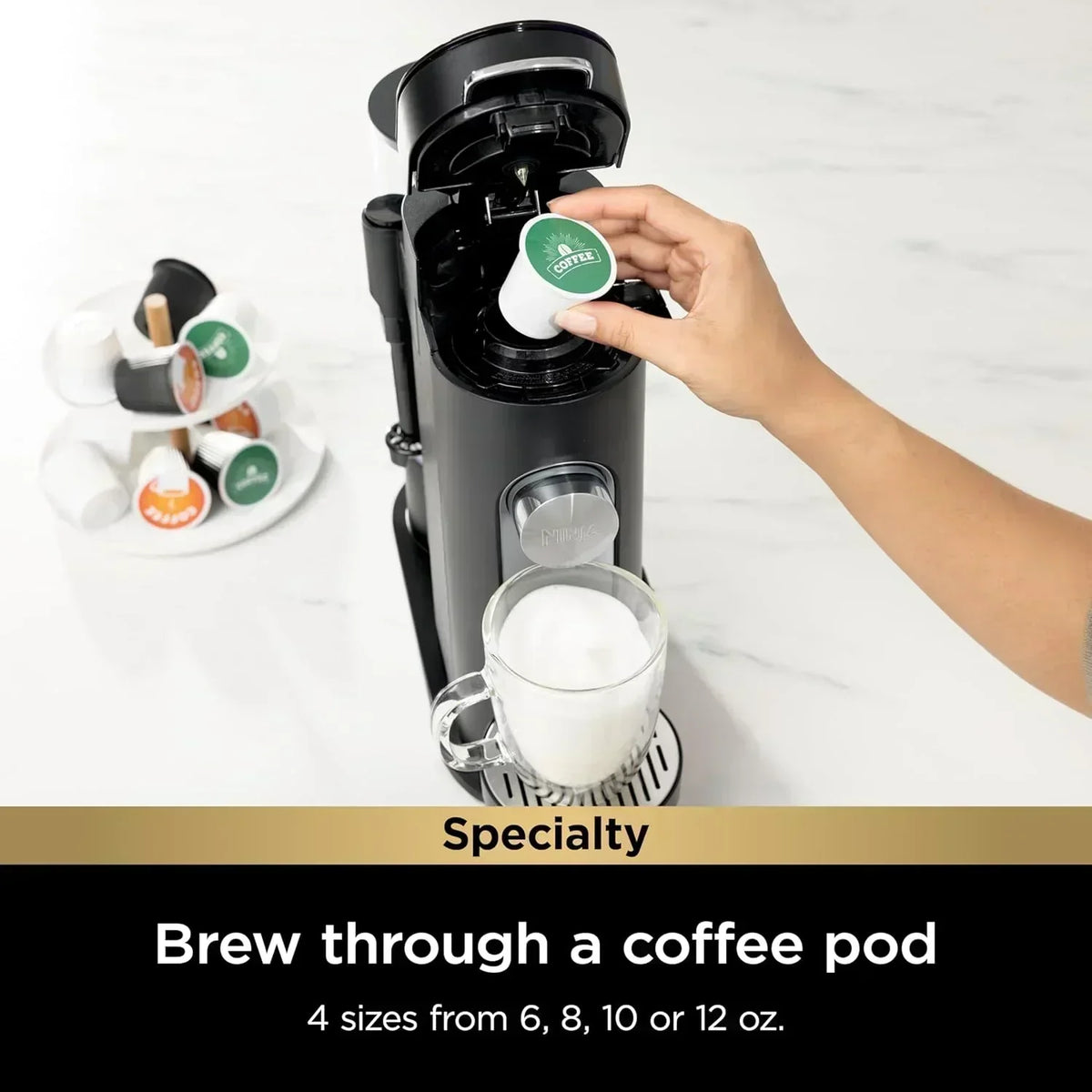 Ninja Coffee Maker Single Cup Brews with pods and grounds K-Cup compatible 4 brewing methods