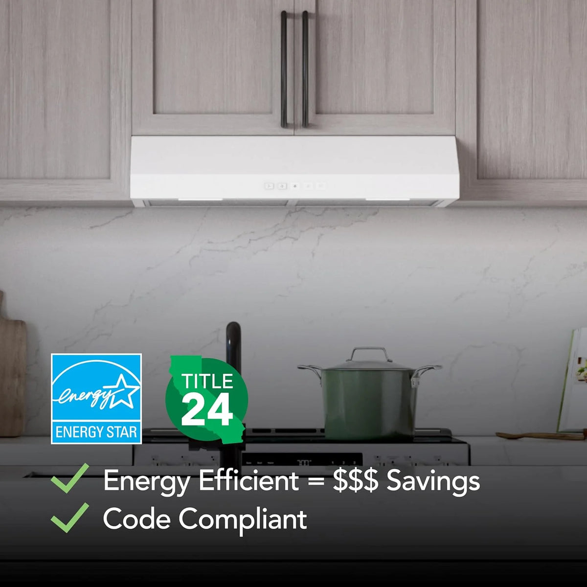 Broan-NuTone Three-Speed Glacier Undercabinet Range Hood with LED Light, ADA Compliant