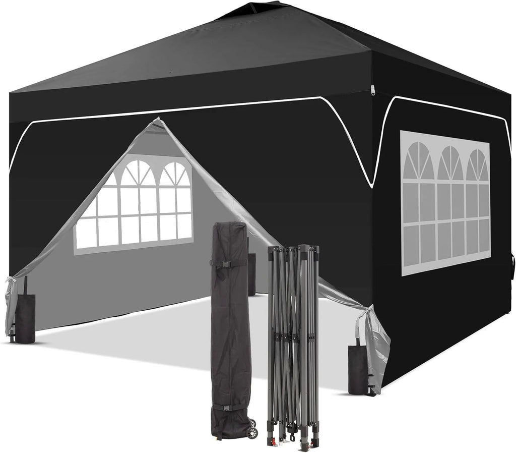 GDY 12x12 Pop Up Canopy Tent with 4 Sidewalls, Easy Set up with One Push Lift Gazebo
