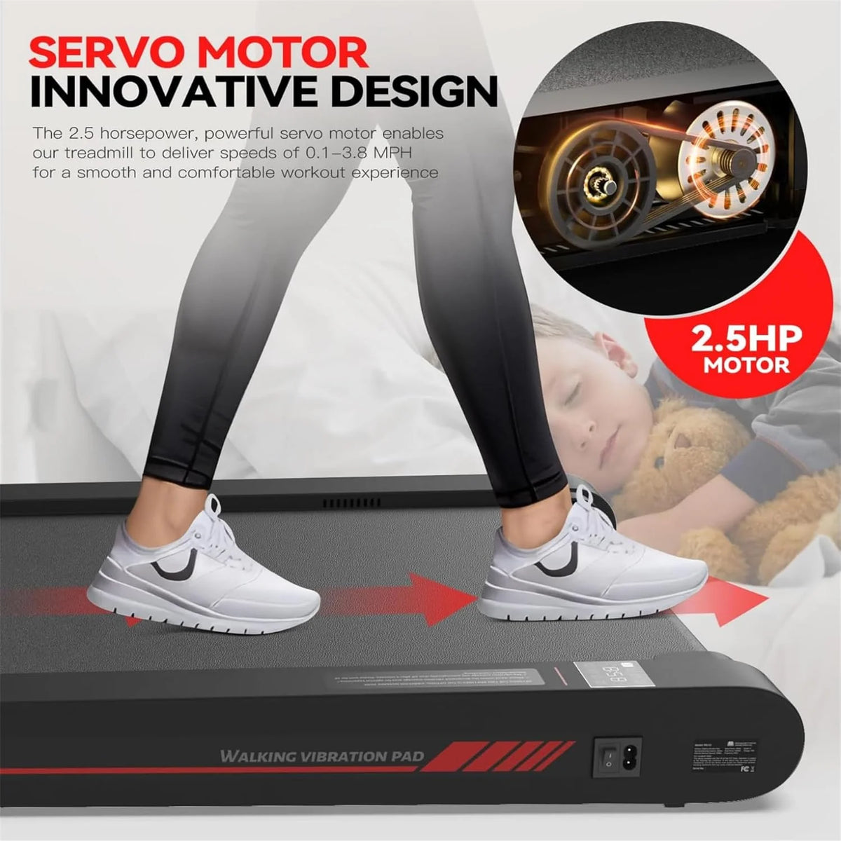 Sperax Walking Vibration Pad with APP, 3 in 1 Under Desk Treadmill, 2.5HP Low Noise Walking Treadmill Pad with Remote Control,Portable Treadmills for Home Office