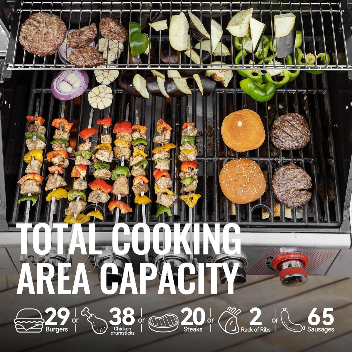 Royal Gourmet GA5401T 5-Burner Propane Gas Grill Sear Burner Side Burner Stainless Steel BBQ Grill