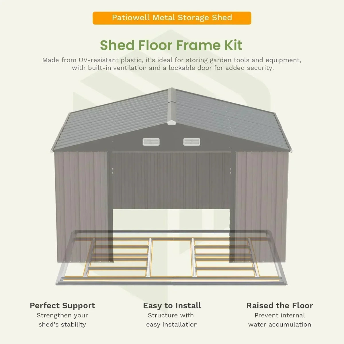 Patiowell 5x3 FT Outdoor Storage Shed Tool Shed with Sloping Roof and Lockable Door Metal Shed