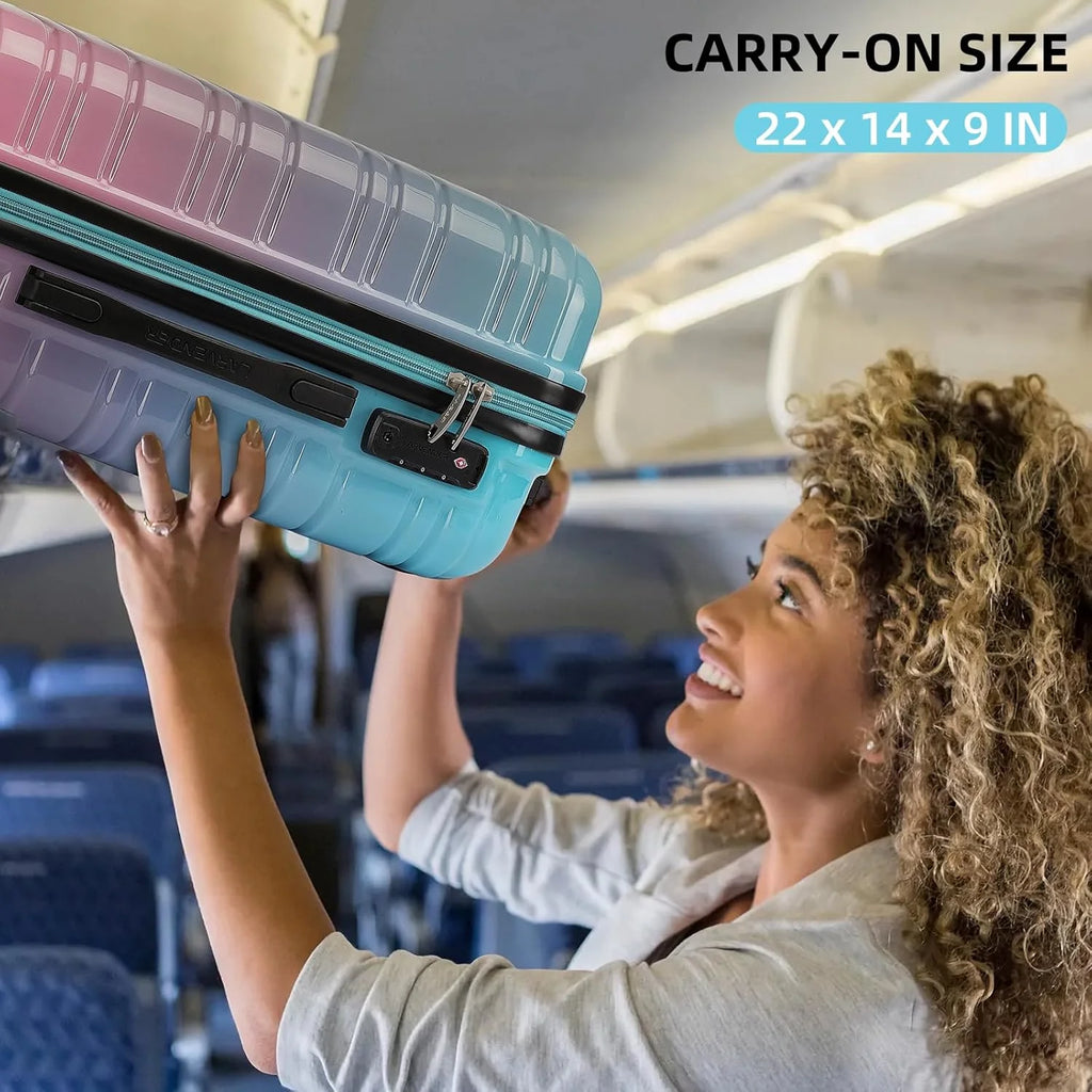 6-piece luggage set, expandable hardshell suitcase set with spinner wheels, lightweight rolling luggage set