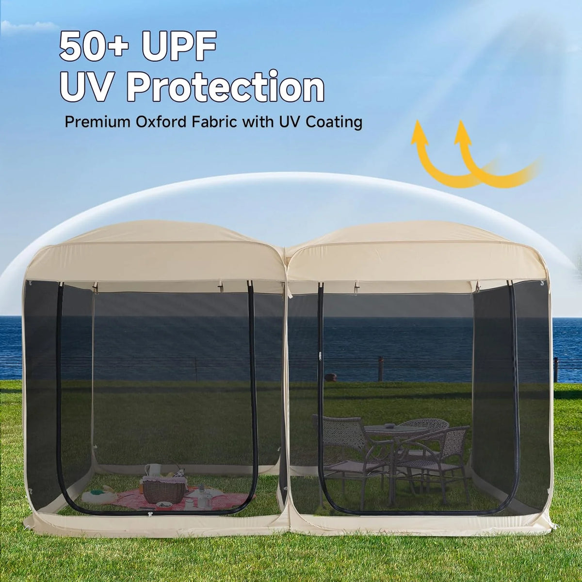 Screen gazebo, sleeps 6-10-15 people Igloo-style canopy tent with mosquito net on the sides Perfect for garden, patio, backyard