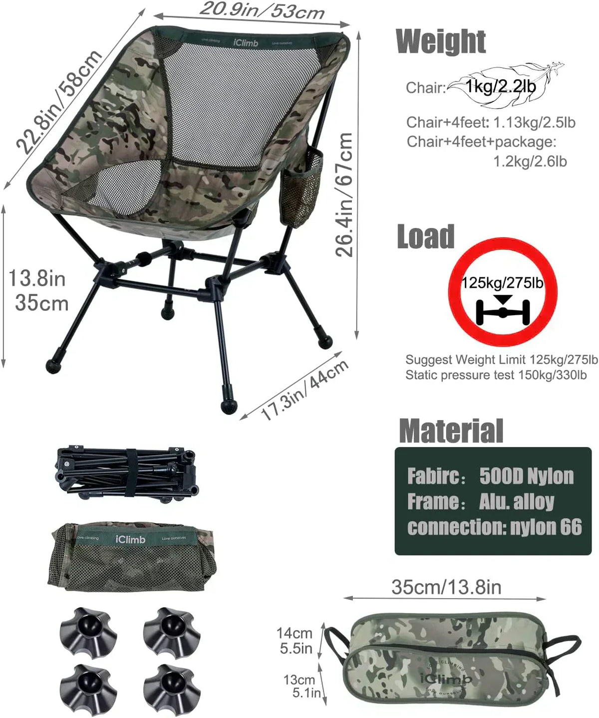 Ultralight Compact Camping Folding Beach Chair