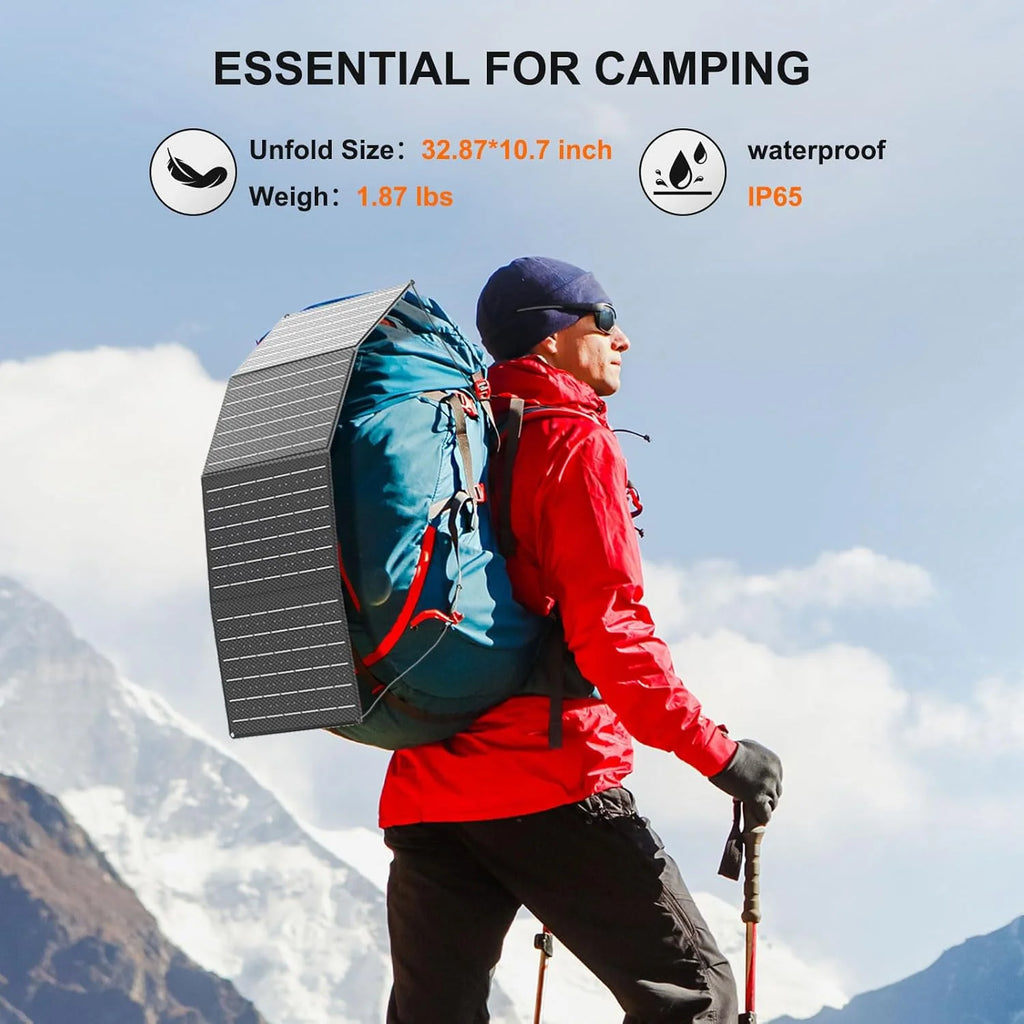 Portable Power Station 88Wh Camping Lithium Battery Solar Generator Fast Charging with AC Outlet 120W Peak Power Bank