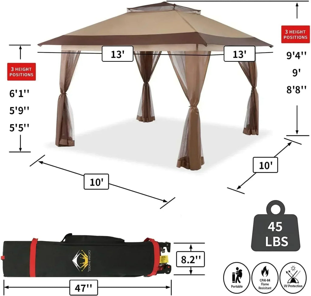 CROWN SHADES 13x13 Pop Up Gazebo Canopy Tent Gazebos on Clearance Outdoor Gazebo