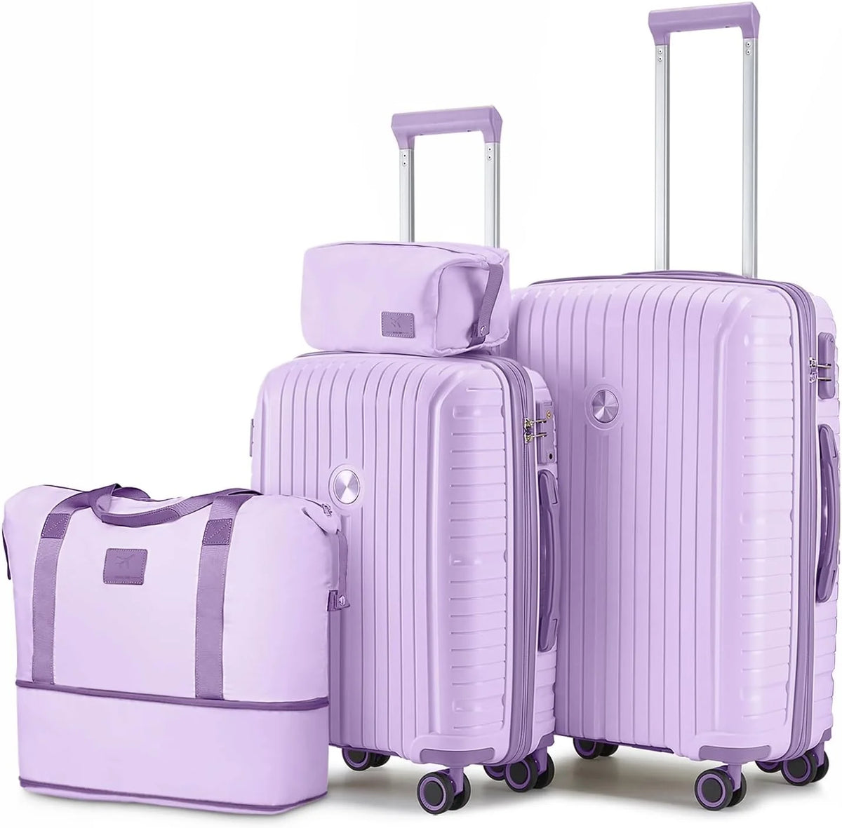5-piece PP hardshell lightweight travel carry-on luggage set with dual spinner wheels and TSA lock