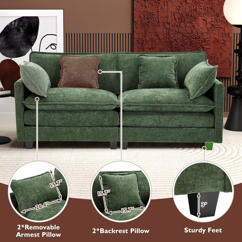 111.4 Inch L Shaped Modern Sofa Modular Cloud Sofa with Ottoman 4 Seater Chenille Deep Seat Sofa