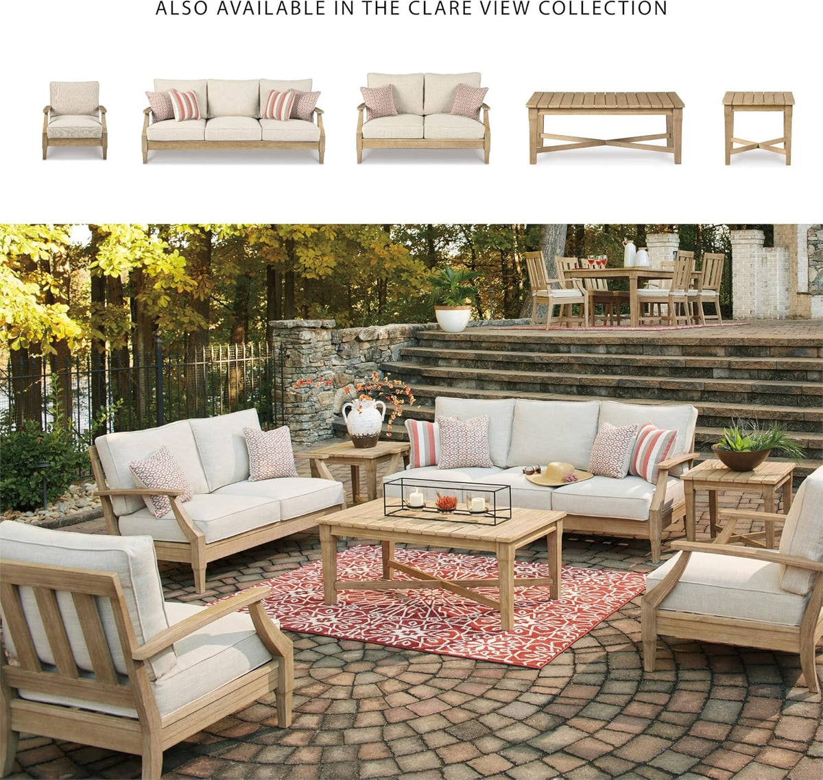 Coastal view outdoor terrace eucalyptus sofa