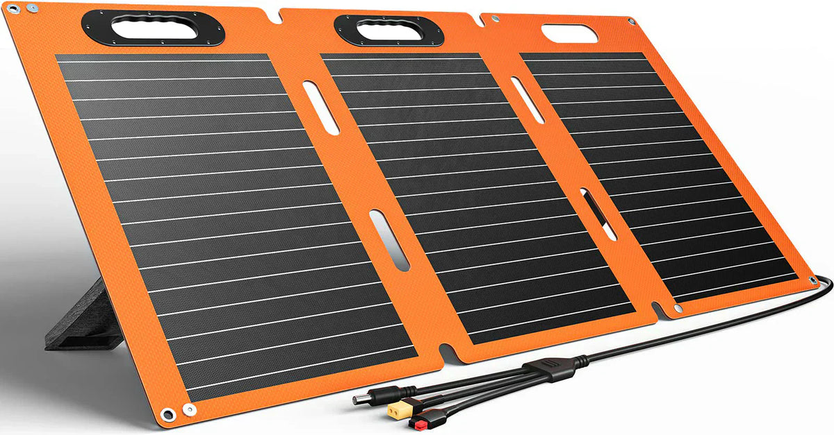 3-in-1 Output Cords Solar Panel Charger with Adjustable Foot Pedal for Homes Camping