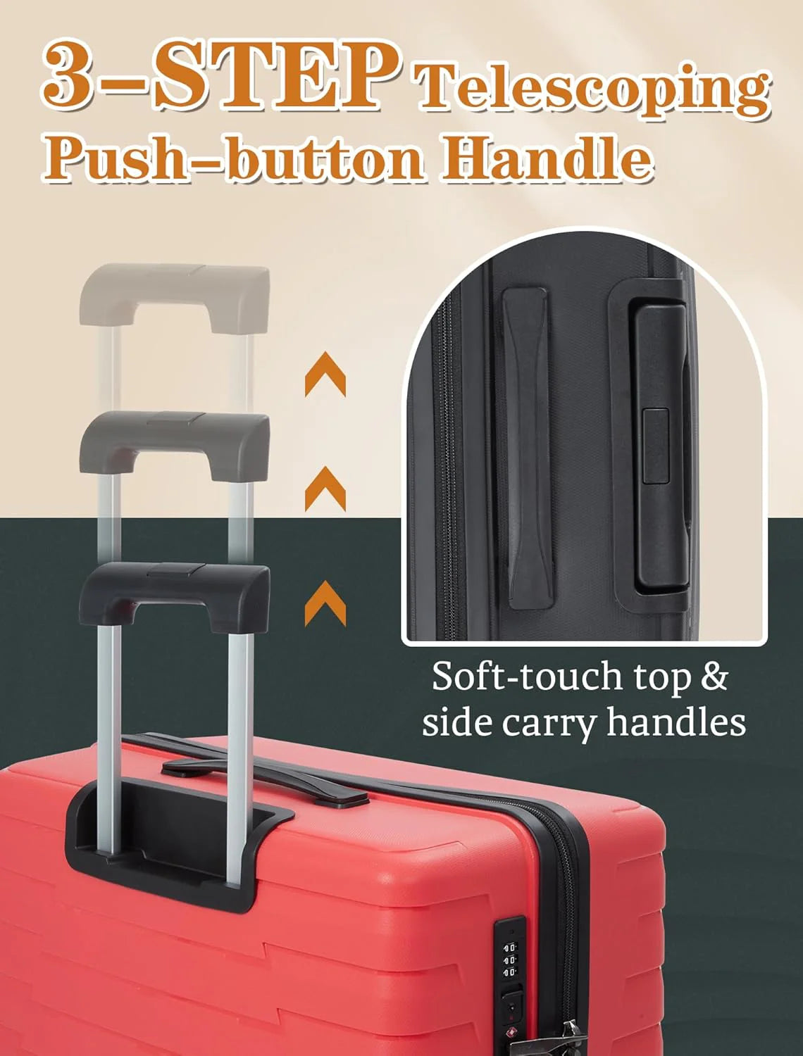 5-piece luggage set with wheels, ABS hardshell suitcase with spinner wheels