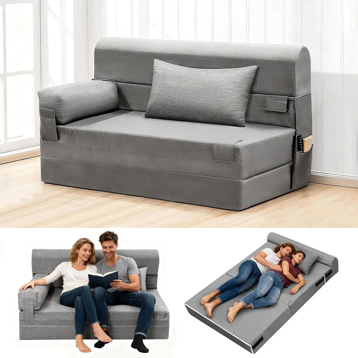 Folding Sofa Bed-Convertible Sleeper Chair Comfy Floor & Futon Sofa Bed