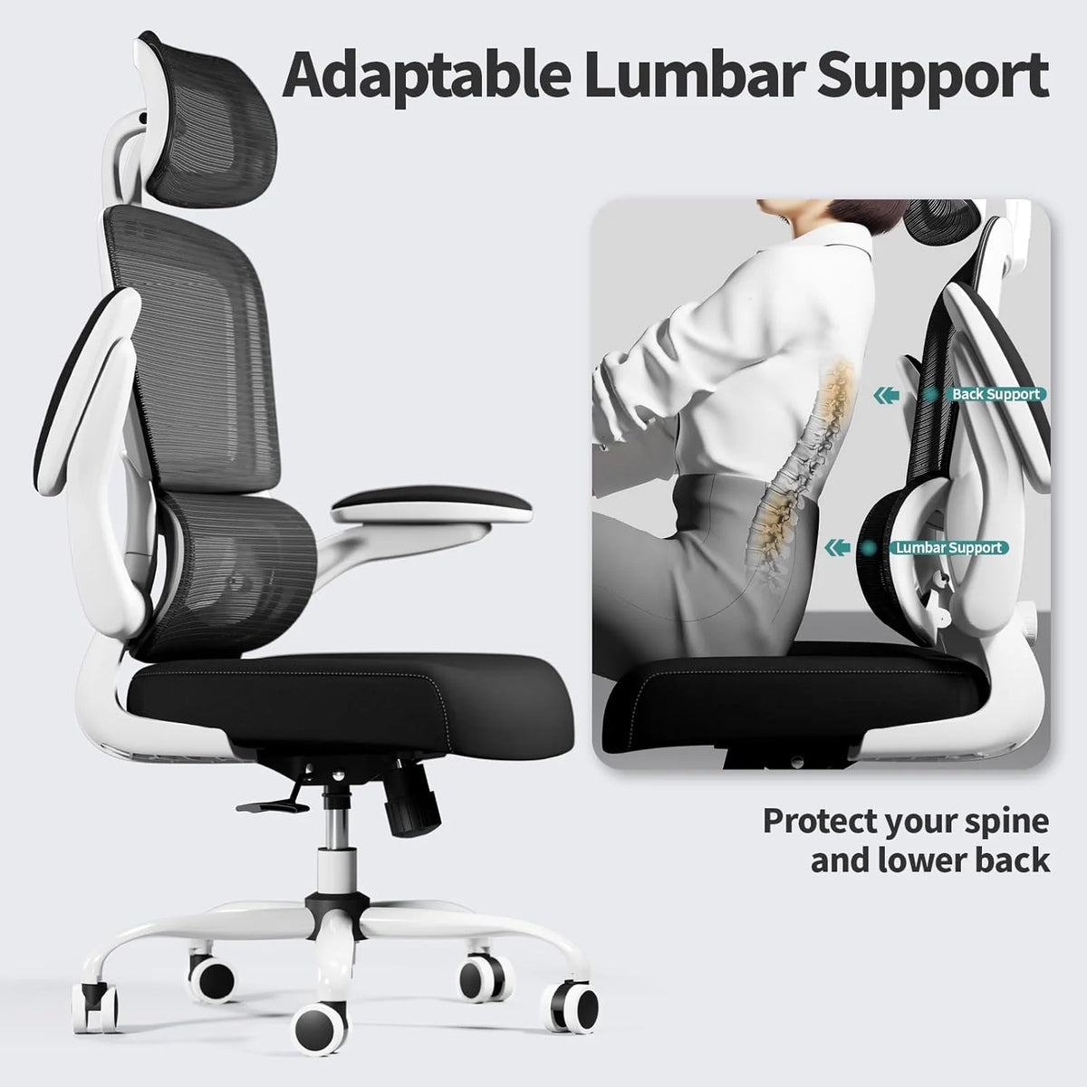 Office Chair Ergonomic Desk Chair, 330 lbs Home Mesh Desk Chair with Wheels, Comfortable Gaming Chair, High Back Office Chair