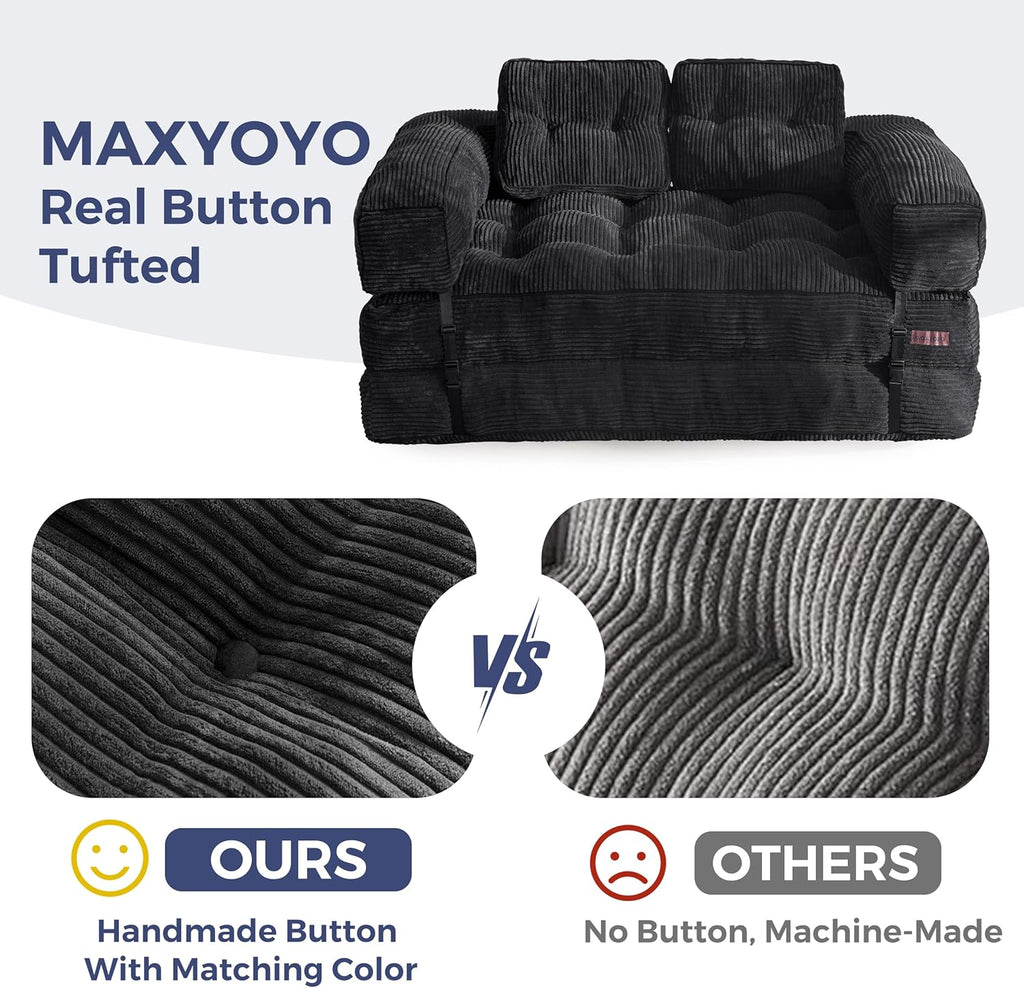 Folding Sofa Bed L-Shaped Convertible Sofa Bed with Armrests and Pillows