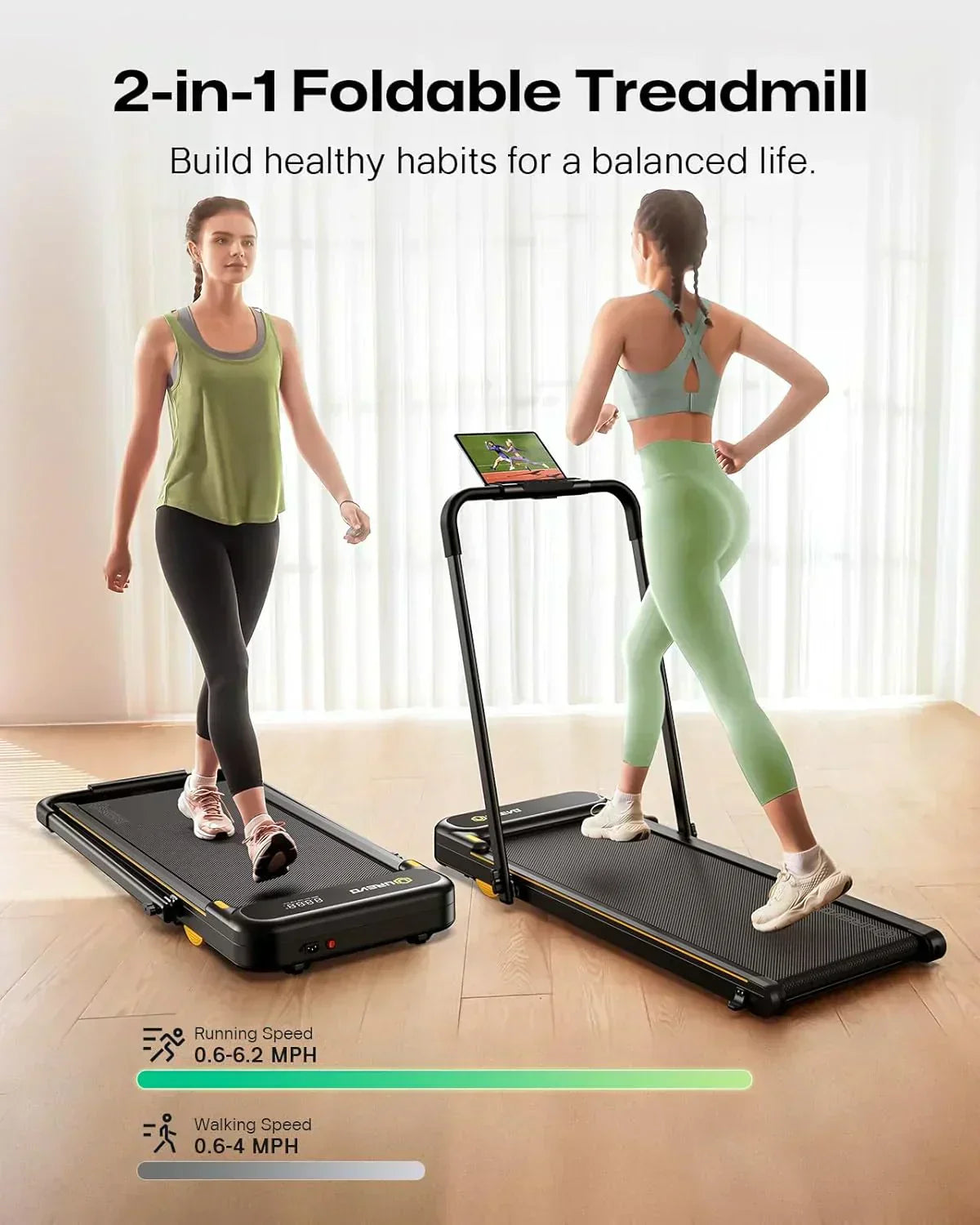 Urevo Strol 2E Smart 2-in-2 Folding Treadmill Dual LED Display