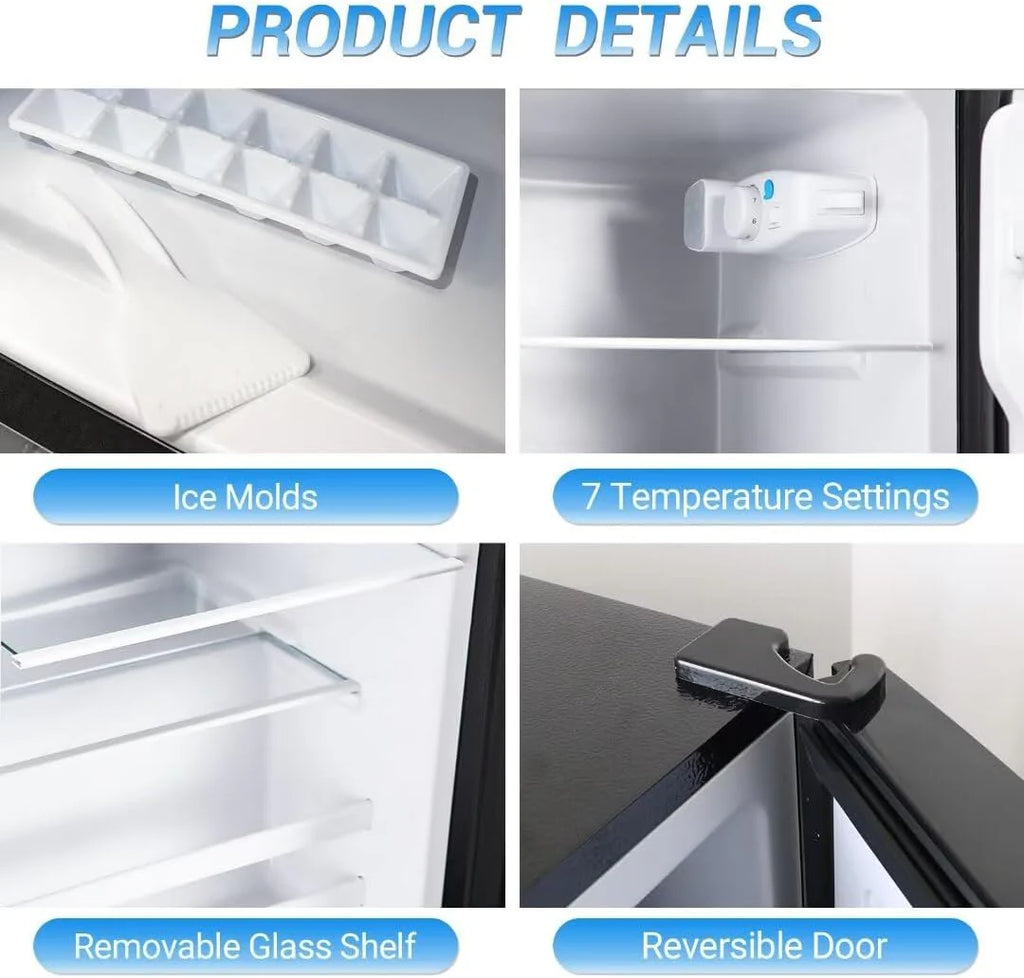 Apartment Size Refrigerator, 3.5 Cu.Ft Samll Refrigerator with Freezer Suitable for Home and Apartments, Freestanding