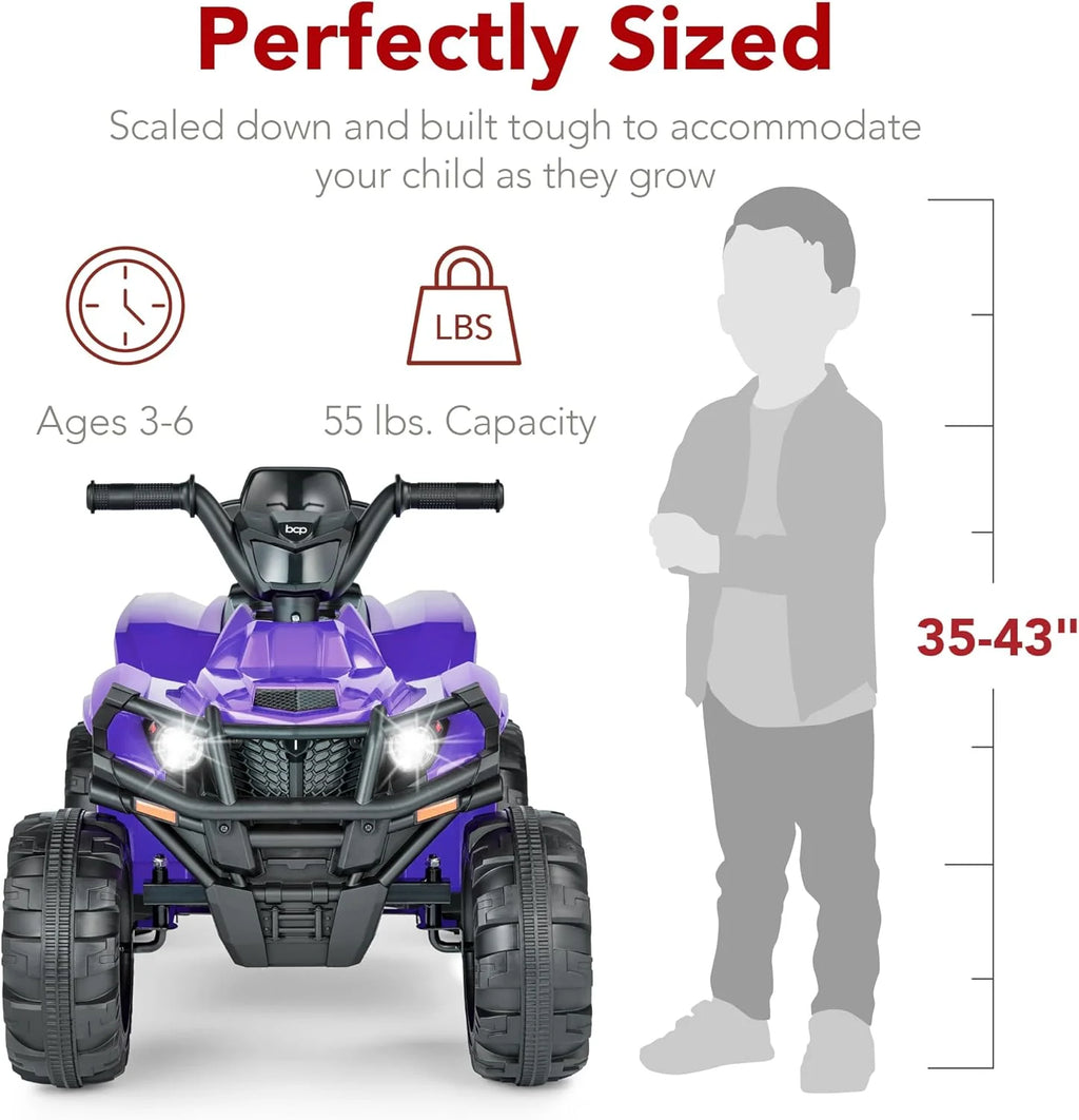 Best Choice Products 12V Kids Ride-On Electric ATV, 4-Wheeler Quad Car Toy w/Bluetooth Audio, 2.4mph Max Speed, Treaded Tires, LED Headlights, Radio
