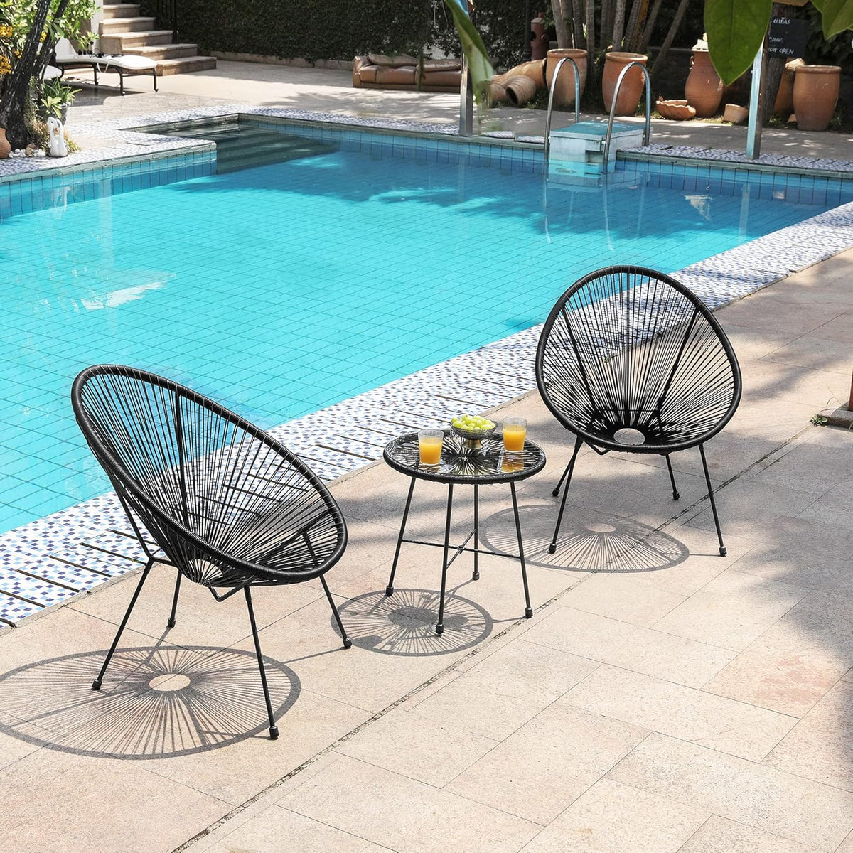 Outdoor Settee 2-Seat Garden Furniture with Backrest PE Rattan