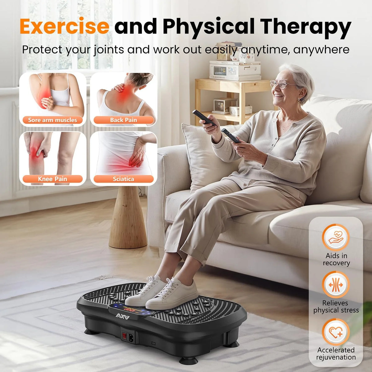 AXV Vibration Plate Fitness Platform Trainer Suitable for men and women to lose weight and burn fat at the gym