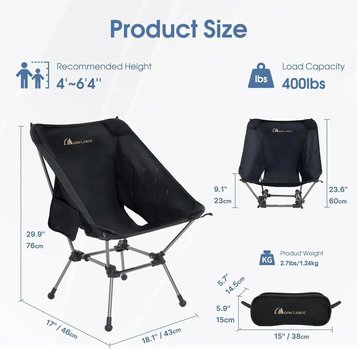 Portable Camping Chair Plus Folding Chair for Backpacking and Hiking