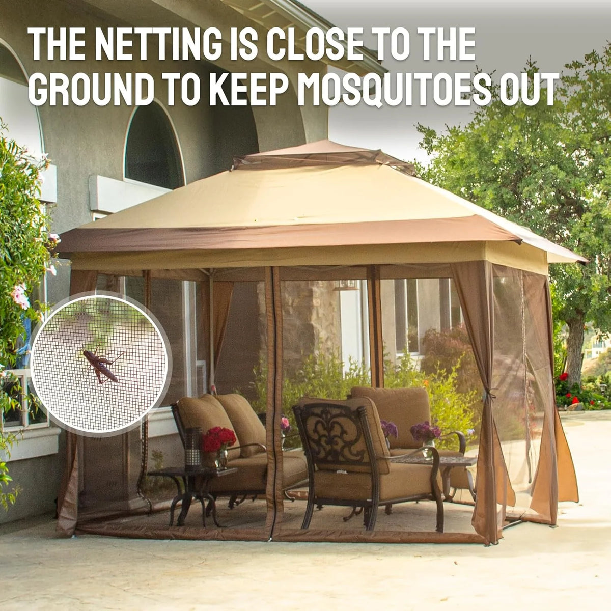 CROWN SHADES 13x13 Pop Up Gazebo, Canopy Tent, Gazebos on Clearance - Outdoor Gazebo for Backyard & Patio Furniture - Carpa Pop Up Tent with Wheeled STO-N-Go Cover Bag (White)