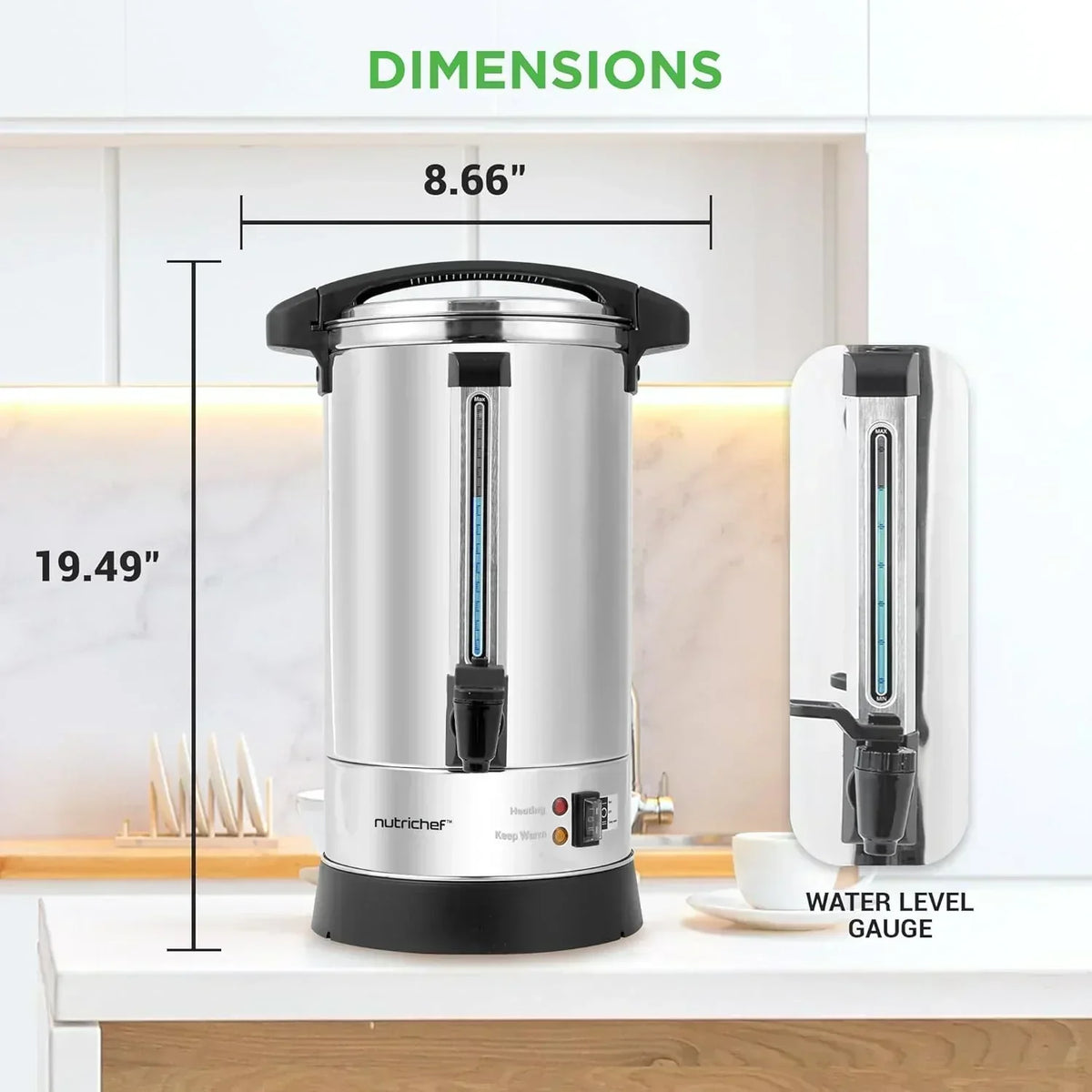 NutriChef Water Heater and Hot Water Dispenser 8L Electric Beverage Dispenser
