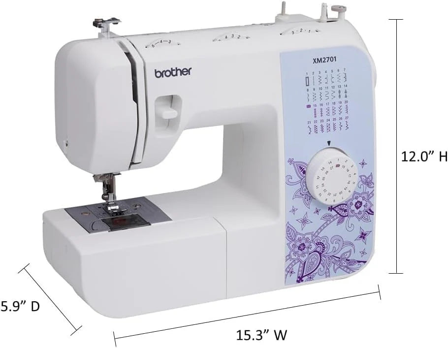 Brother XM2701 Sewing Machine, Lightweight, Full Featured, 27 Stitches, 6 Included Feet