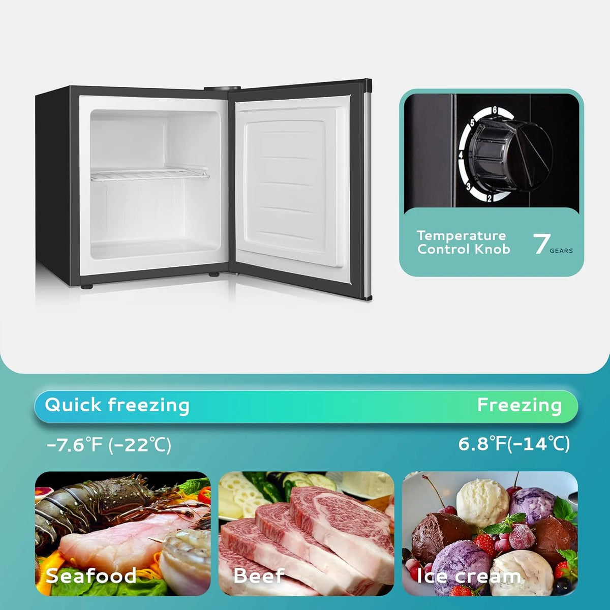 Upright freezer, 3.0Cubic Feet, Single Door Compact Mini Freezer with Reversible Door Small freezer for Home/Dorms/Apartment/Office