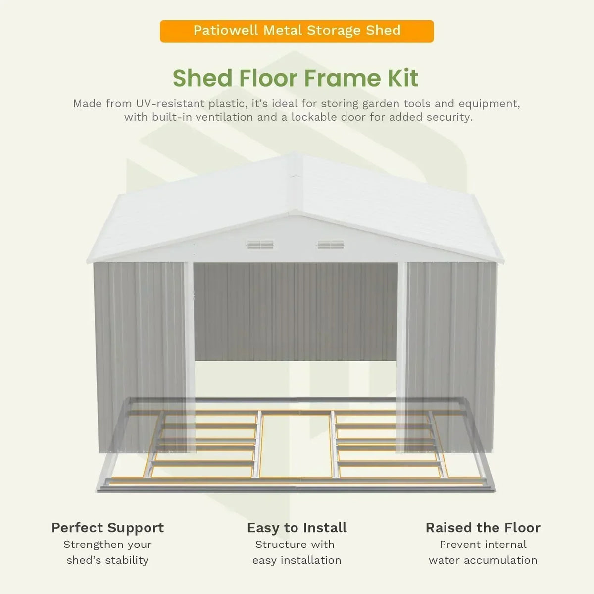 Patiowell 5x3 FT Outdoor Storage Shed Tool Shed with Sloping Roof and Lockable Door Metal Shed
