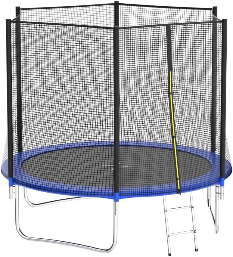 AOTOB 8FT 10FT 12FT 14 FT 15FT Trampoline with Safety Enclosure Net，Outdoor Trampoline with Basketball Hoop, Heavy Duty Jumping Mat and Spring Cover Padding for Kids and Adults, Storage Bag and Ladder