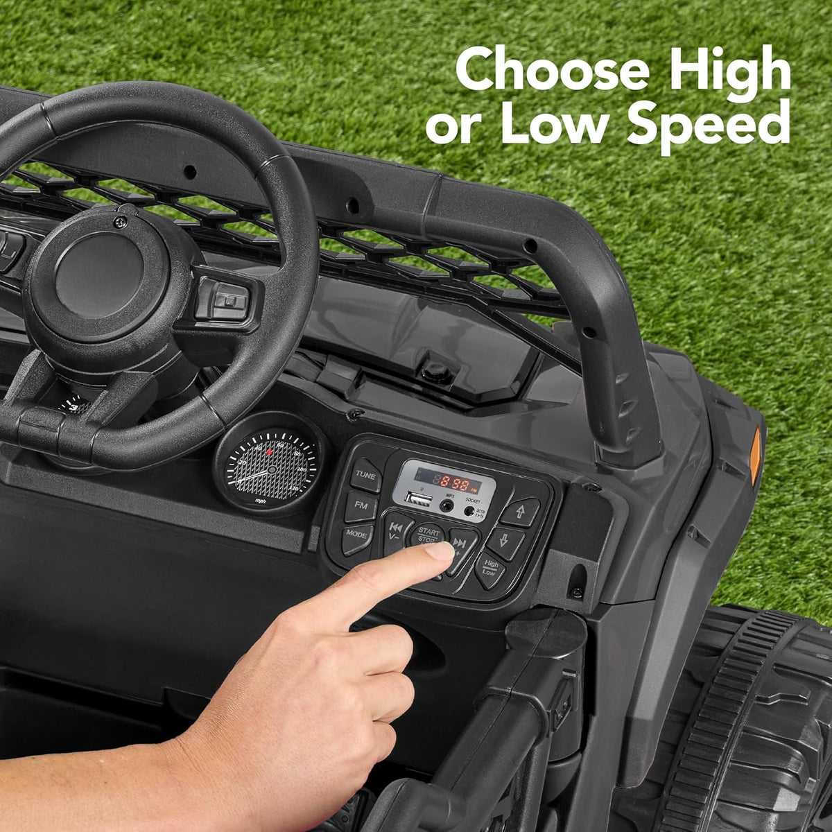 Children's black UTV electric children's car