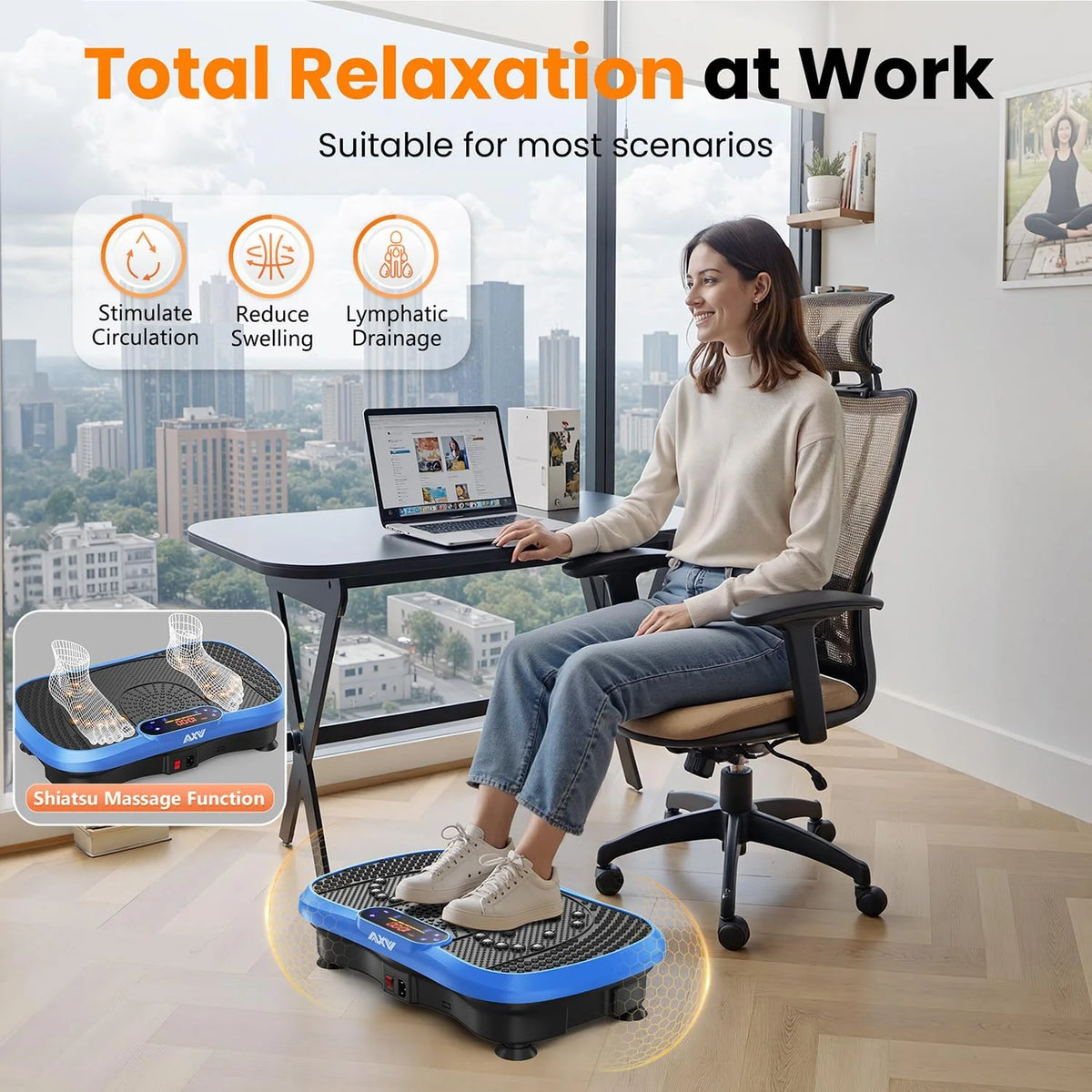 AXV Vibration Plate Fitness Platform Trainer Suitable for men and women to lose weight and burn fat at the gym
