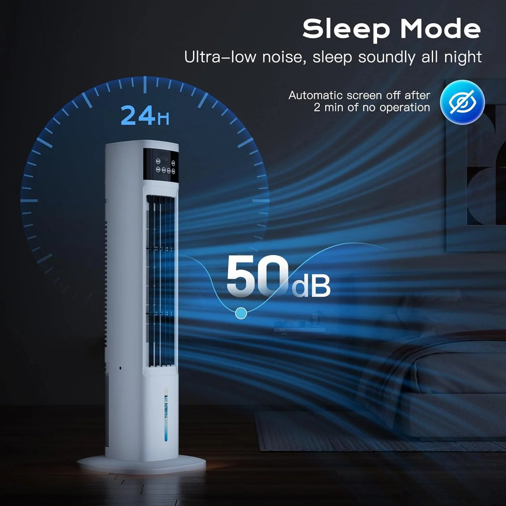 Evaporative Air Cooler, 3-in-1 Portable Air Conditioners for Room, 4 Modes 3 Speeds, Fast Cooling Portable AC Unit w/24H Timer, Remote Oscillating Tower Fan, Quiet Swamp Cooler for Bedroom Office