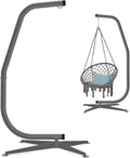 Best Choice Products Metal Hanging Hammock C-Stand for Chair/Weather-Resistant Finish, Offset Base - Stand Only - Black