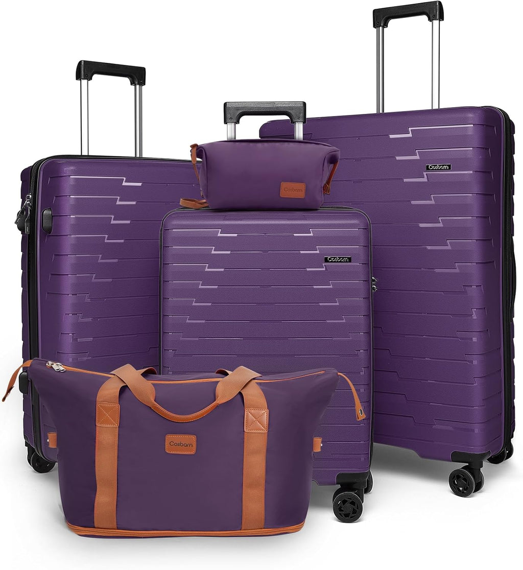 5-piece luggage set with wheels, ABS hardshell suitcase with spinner wheels