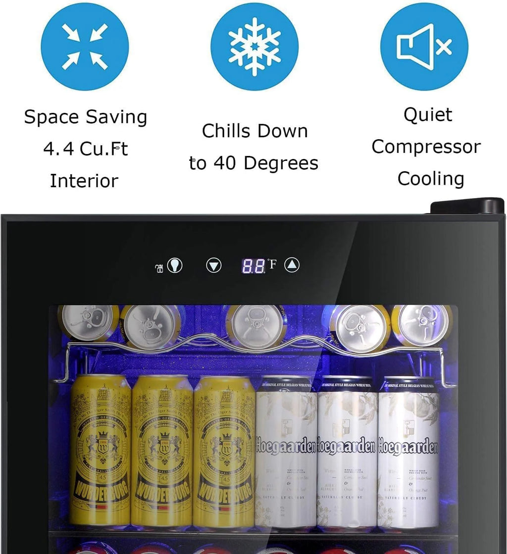 Antarctic Star Beverage Refrigerator Cooler 68 Can, Mini Fridge with Glass Door for Beer Drinks Wine,Freestanding Small Fridge with Electronic Temperature Control for Home and Bar,1.7 cu.ft