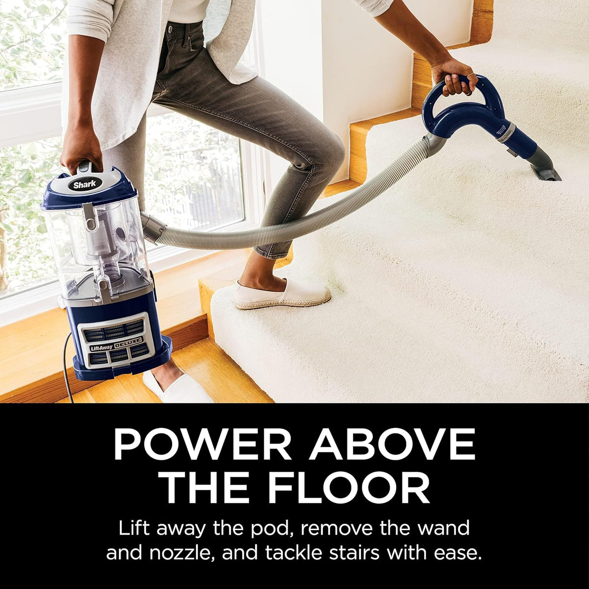 Upright Vacuum Navigator Lift-Away Deluxe with Large Dust Cup Capacity HEPA Filter Swivel Steering Upholstery Tool & Crevice Tool