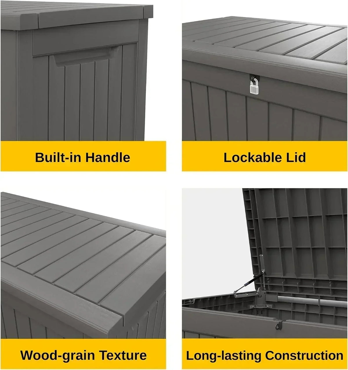 EAST OAK Outdoor Storage Box 60 Gallon Deck Box Indoor and Outdoor Use Waterproof Resin Storage