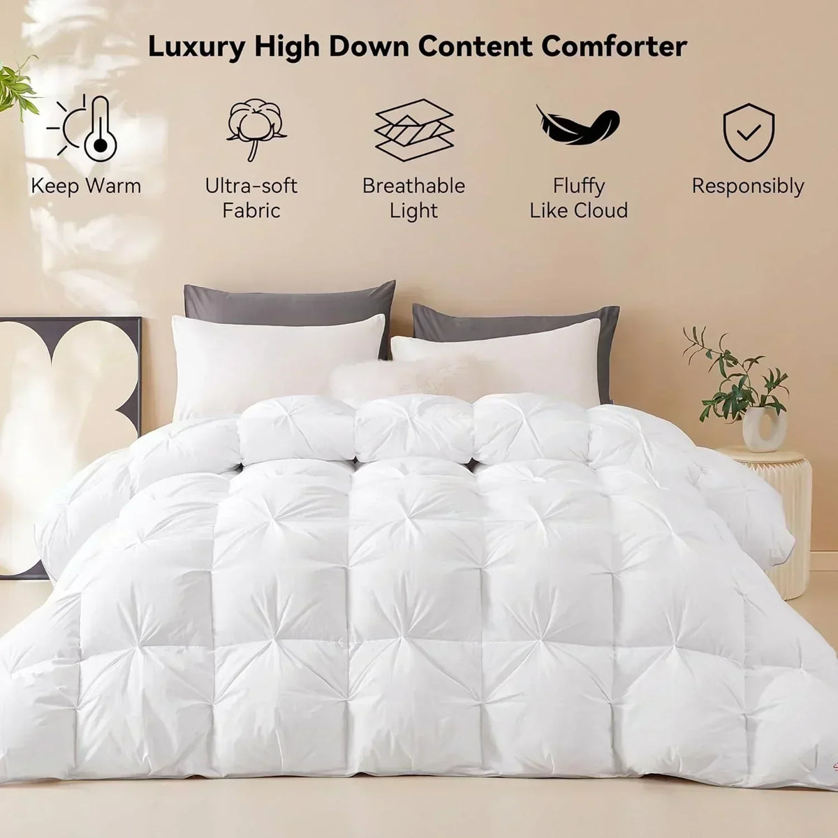 Premium Down Comforter 3D Baffle Box Design