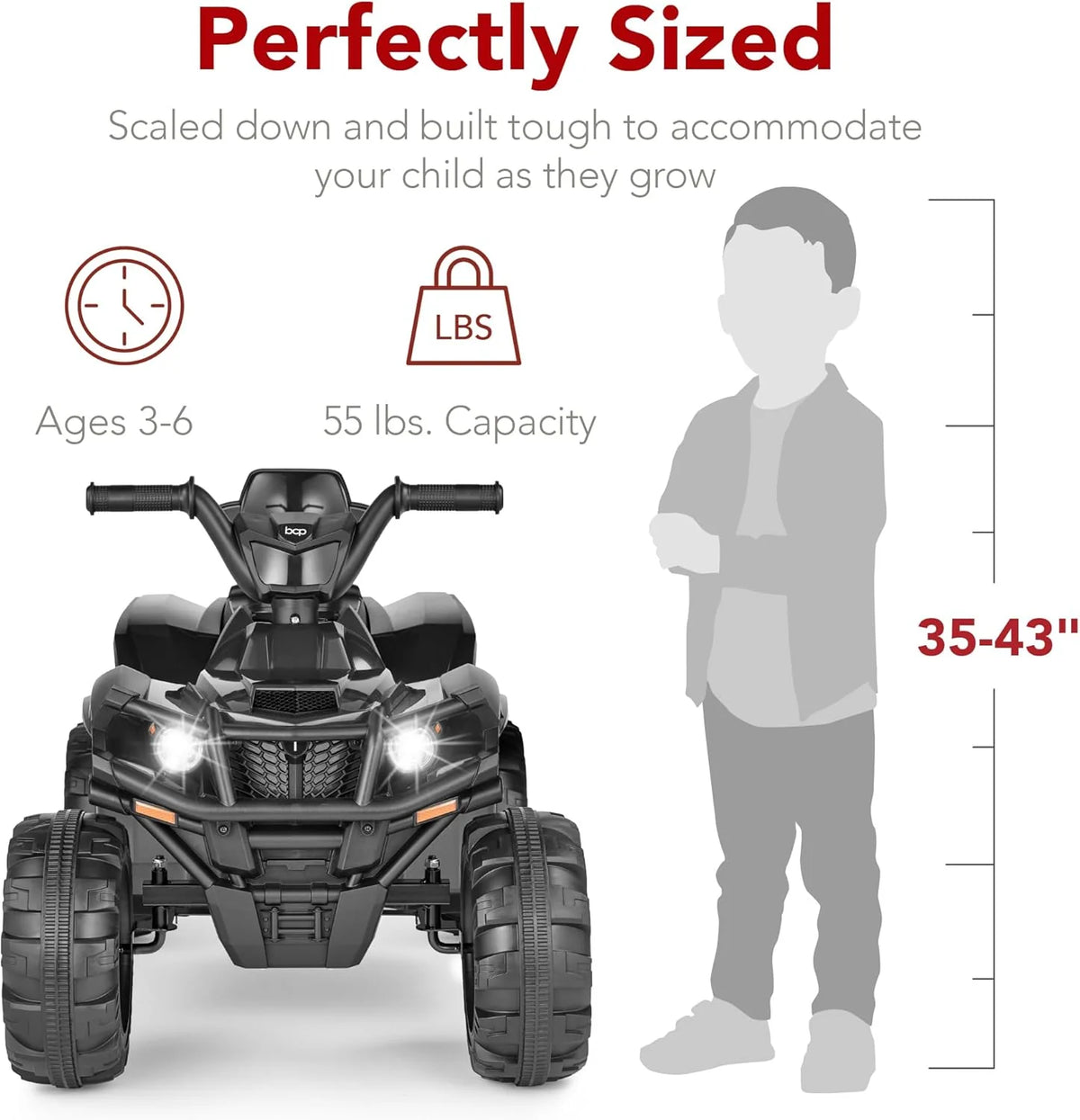 Best Choice Products 12V Kids Ride-On Electric ATV, 4-Wheeler Quad Car Toy w/Bluetooth Audio, 2.4mph Max Speed, Treaded Tires, LED Headlights, Radio