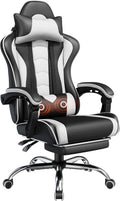 Gaming Chair with Massage Lumbar Support and Footrest Height Office Gaming Chair