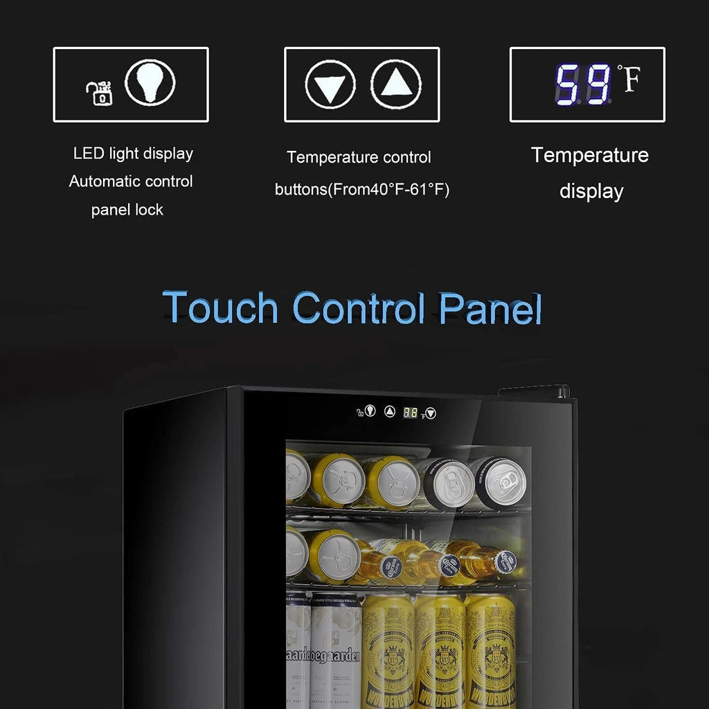 Antarctic Star Beverage Refrigerator Cooler 68 Can, Mini Fridge with Glass Door for Beer Drinks Wine,Freestanding Small Fridge with Electronic Temperature Control for Home and Bar,1.7 cu.ft