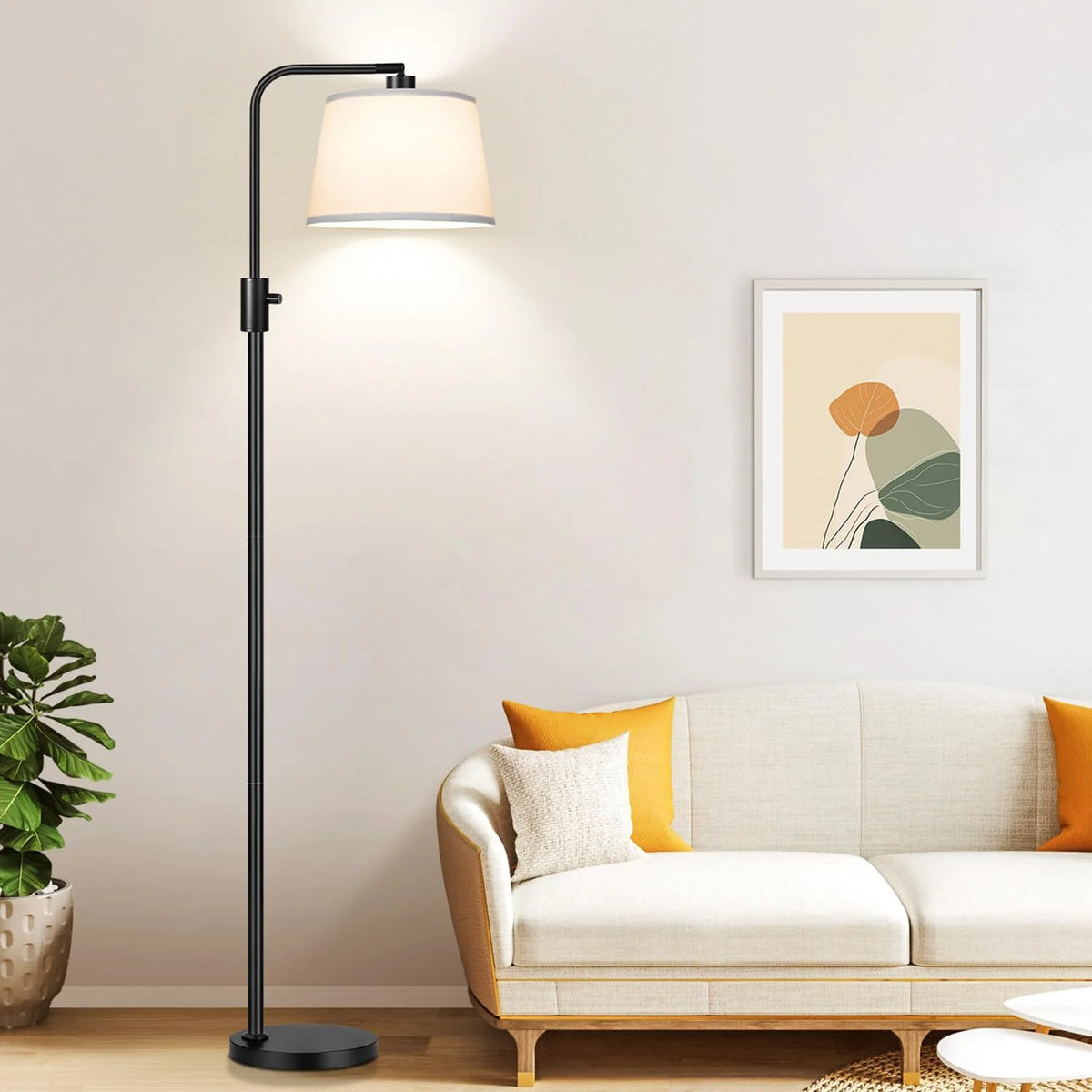 Dimmable LED Floor Lamp with Adjustable Head and Edison Style Bulb