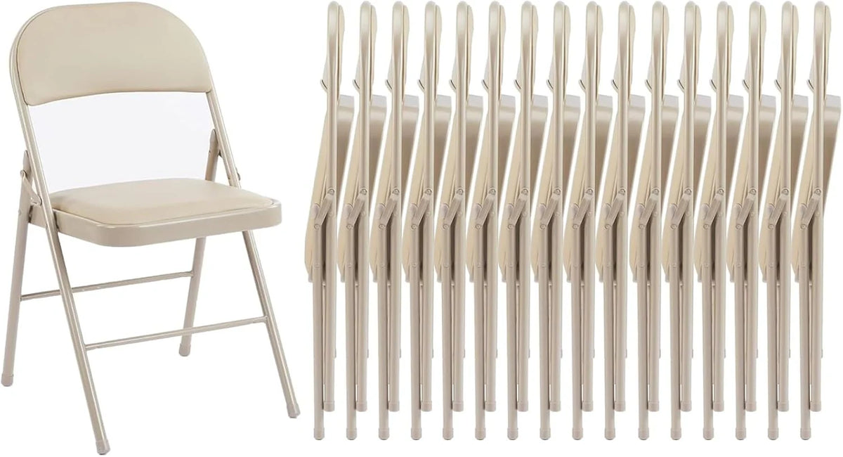 Sweetcrispy Folding Chair 12 Pack, Leather Padded Folding Chairs, Sturdy Metal Foldable Chairs